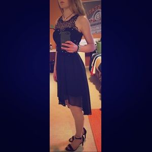 Navy blue and silver formal dress